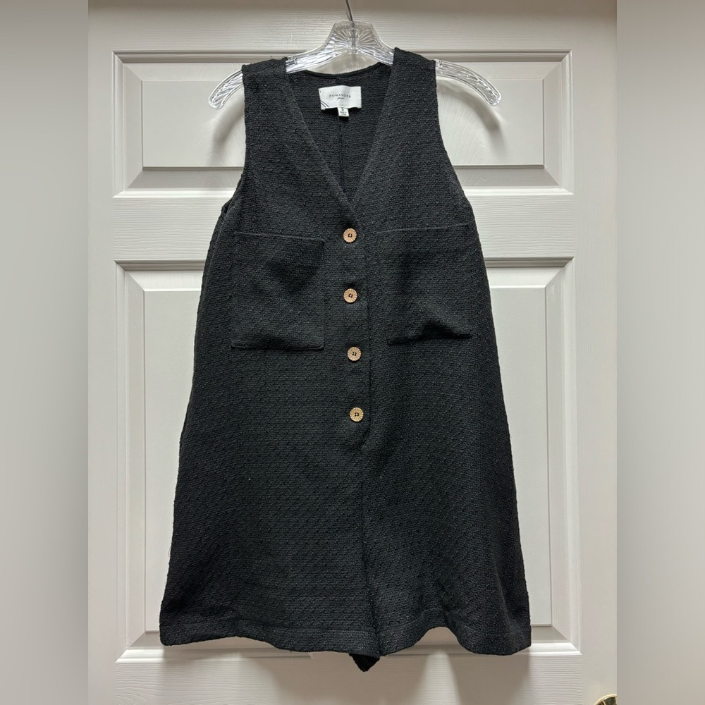 Tuckernuck Black Mini romper with Buttons